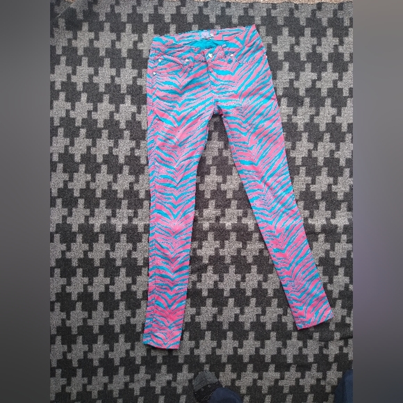 TRIPP NYC Hot Pink & Turquoise Zebra Stripe Animal Print Sz 3 - Picture 3 of 3